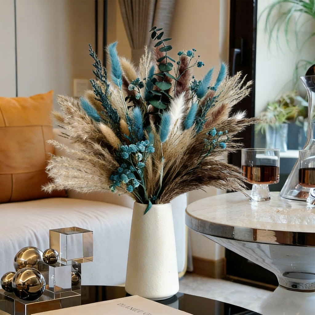 Plantes artificielles - Ensemble d'herbes de pampas bleu 13 pièces dans une variété de nuances de bleu – Fête