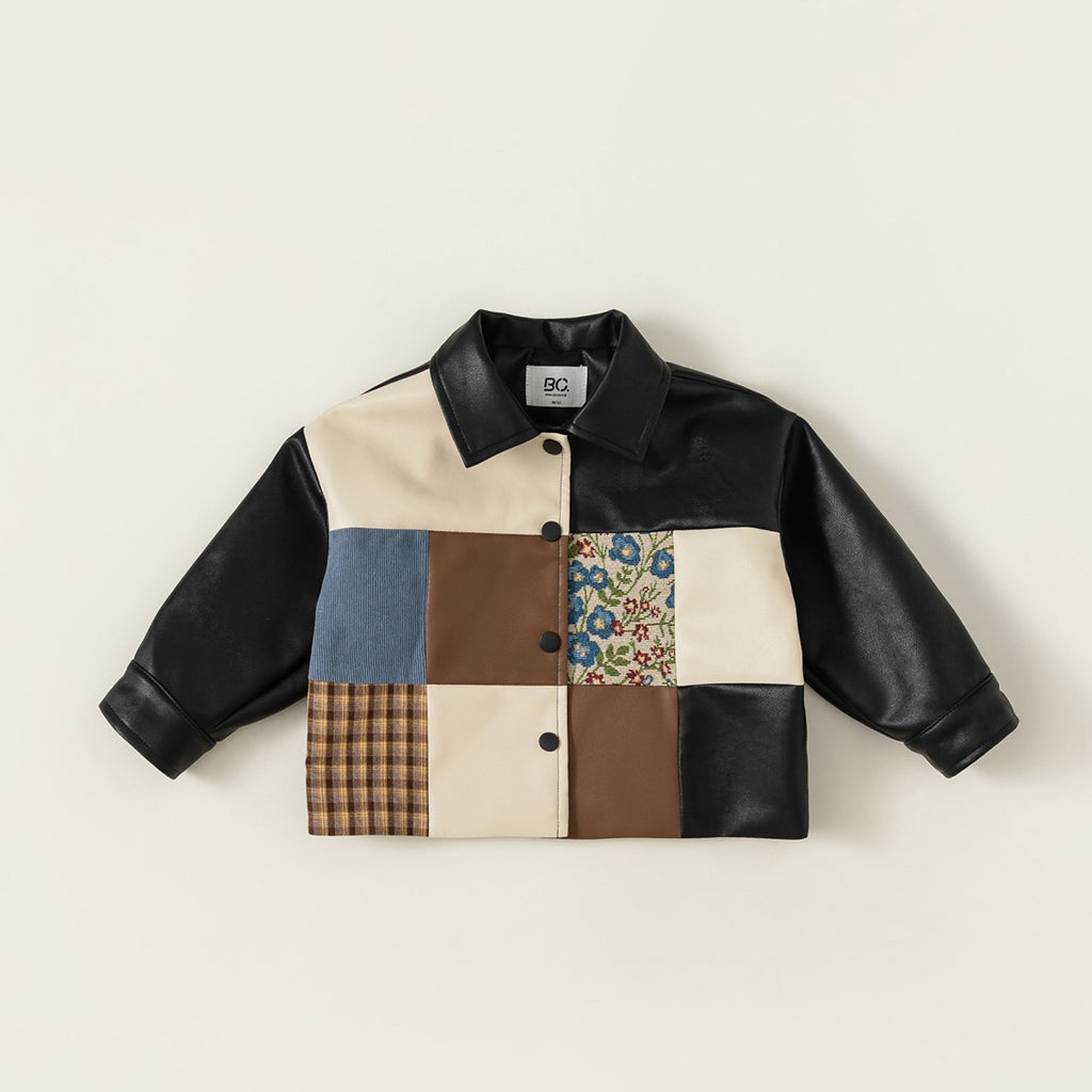 Veste en cuir de garçon épaissie pour bébé automne et hiver