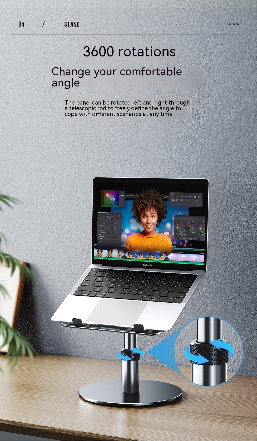 Support de refroidissement pour ordinateur portable pliant mobile
