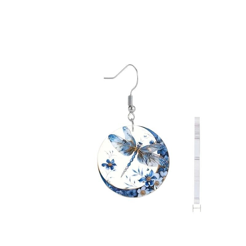 Boucles d'oreilles en acrylique pour animaux dragonfly bleu