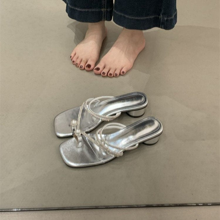 Pantoufles d'orteils pour femmes Outdoor d'été porter des sandales de plage à talons hauts pour des robes correspondantes