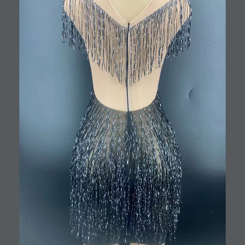 Lady Wind Déesse Tassel Pending Neck Robe Lourde Industrie Perles Perles Perles Perceuse Design de luxe