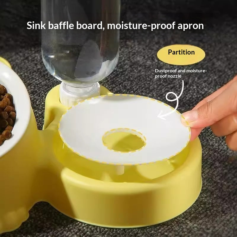Pet Double Bowl Anti-Tip Cute Steel Food Bowl