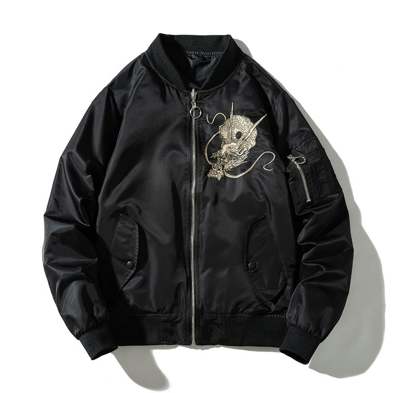 Veste volante de style chinois pour hommes avec design de Dragon brodé