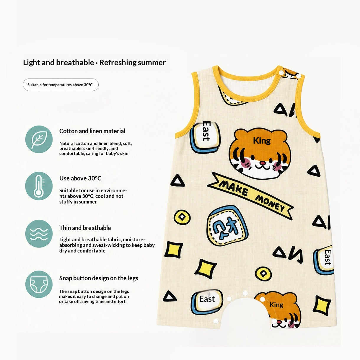 Dudu SpringSummer Sac de couchage léger pour bébé Gauze
