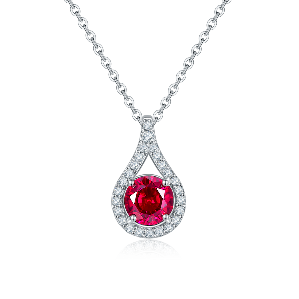 S925 Collier en argent sterling Teardrop Halo