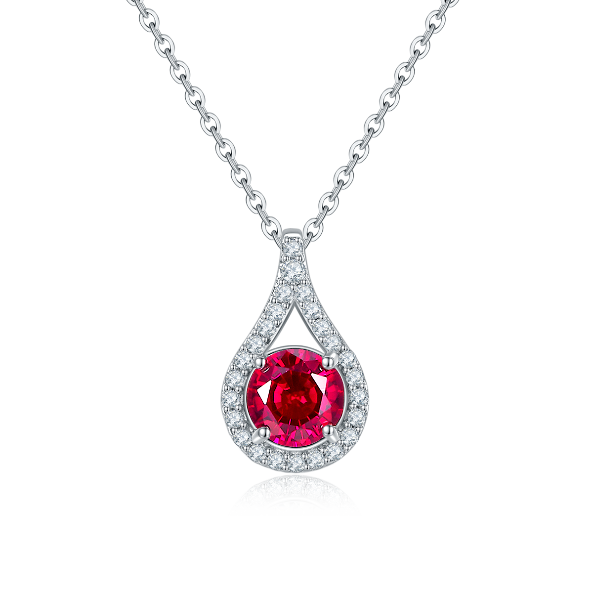 S925 Collier en argent sterling Teardrop Halo