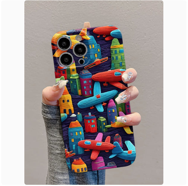 Peinture à l'huile Cas de téléphone d'avion minimaliste