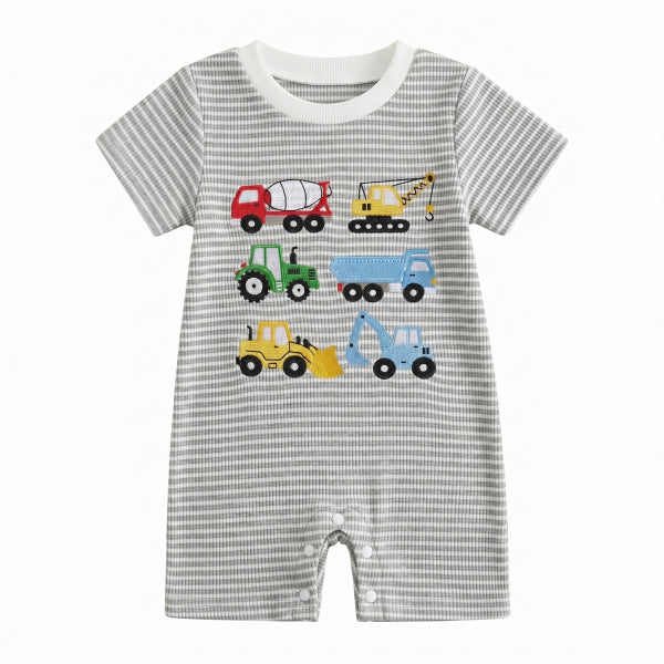 Romper brodé à manches courtes pour bébés garçons