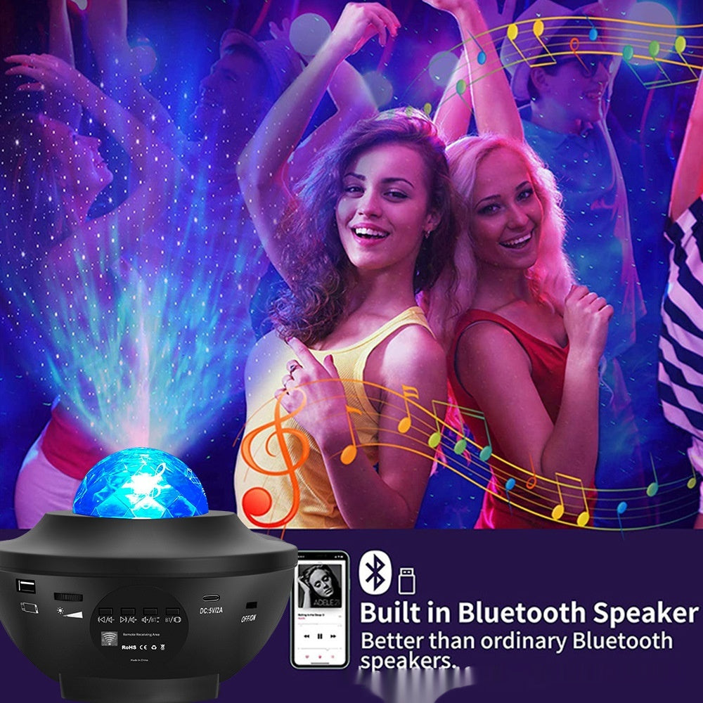 Petit Bol Starry Sky Projection Lampe USB Bluetooth Musique Rotation eau Ripple laser Atmo