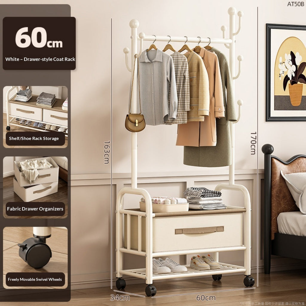 Étage de rack de vêtements Tiroir amovible Armoire Rack Chambre à accrocher Rack Balcon