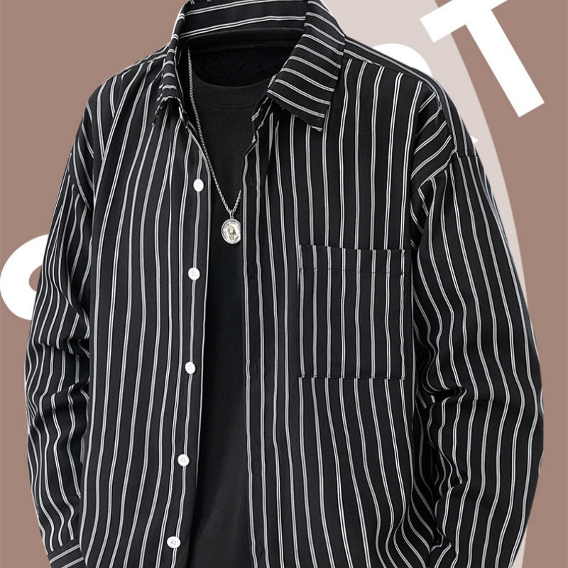 Chemise rayée de style japonais pour homme