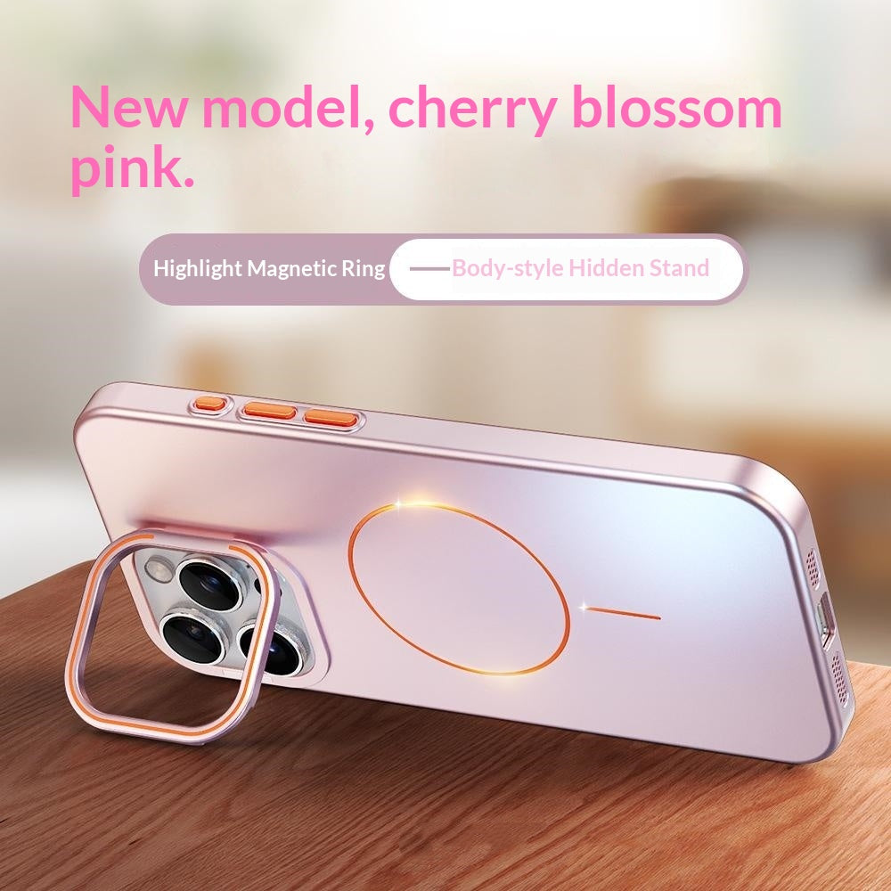 Cas de téléphone magnétique avec une bague fine dorée compatible avec le 17 Pro Max
