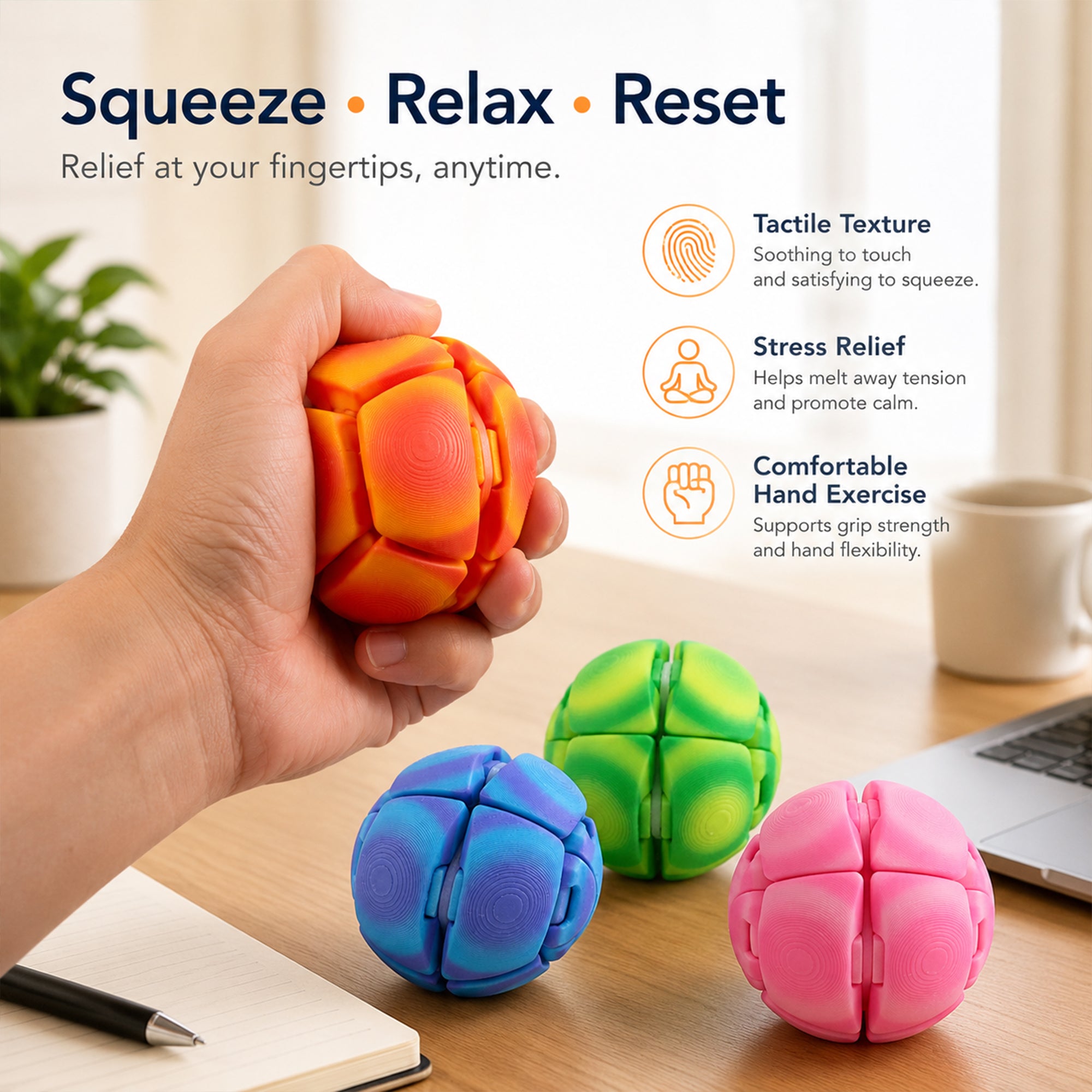 4 Pack Grandes boules de Sphère Fidget