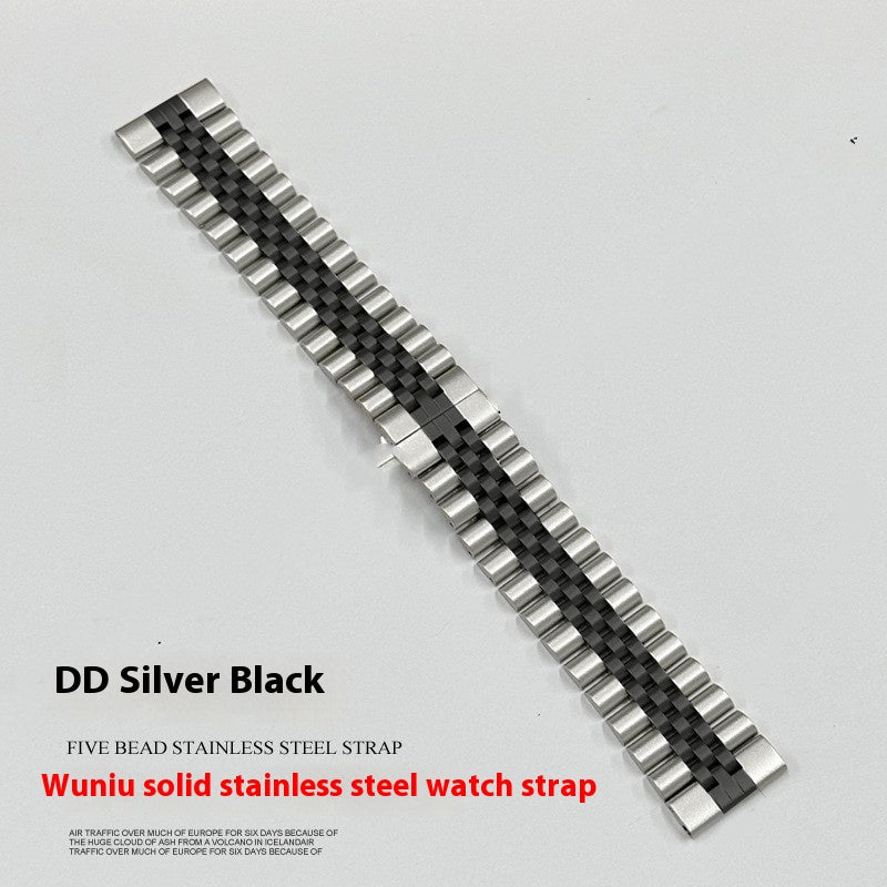 Bracelet en acier inoxydable massif à cinq perles