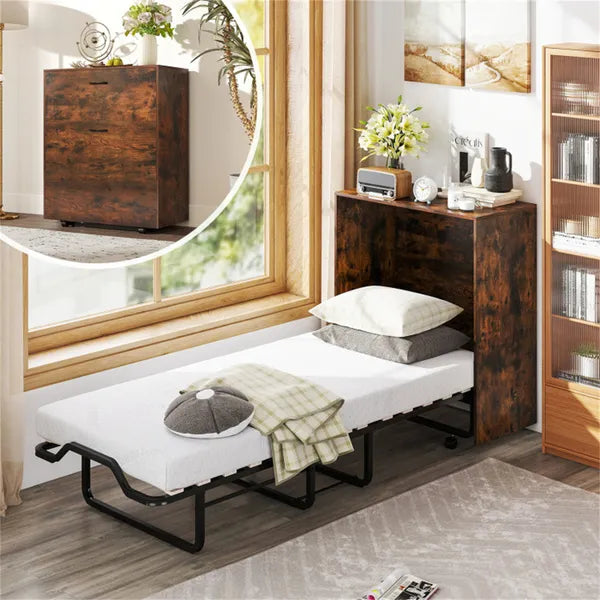 Armoire mobile pour lit Murphy Brown rustique 86,5' X 34' X 41.5' avec roues verrouillables