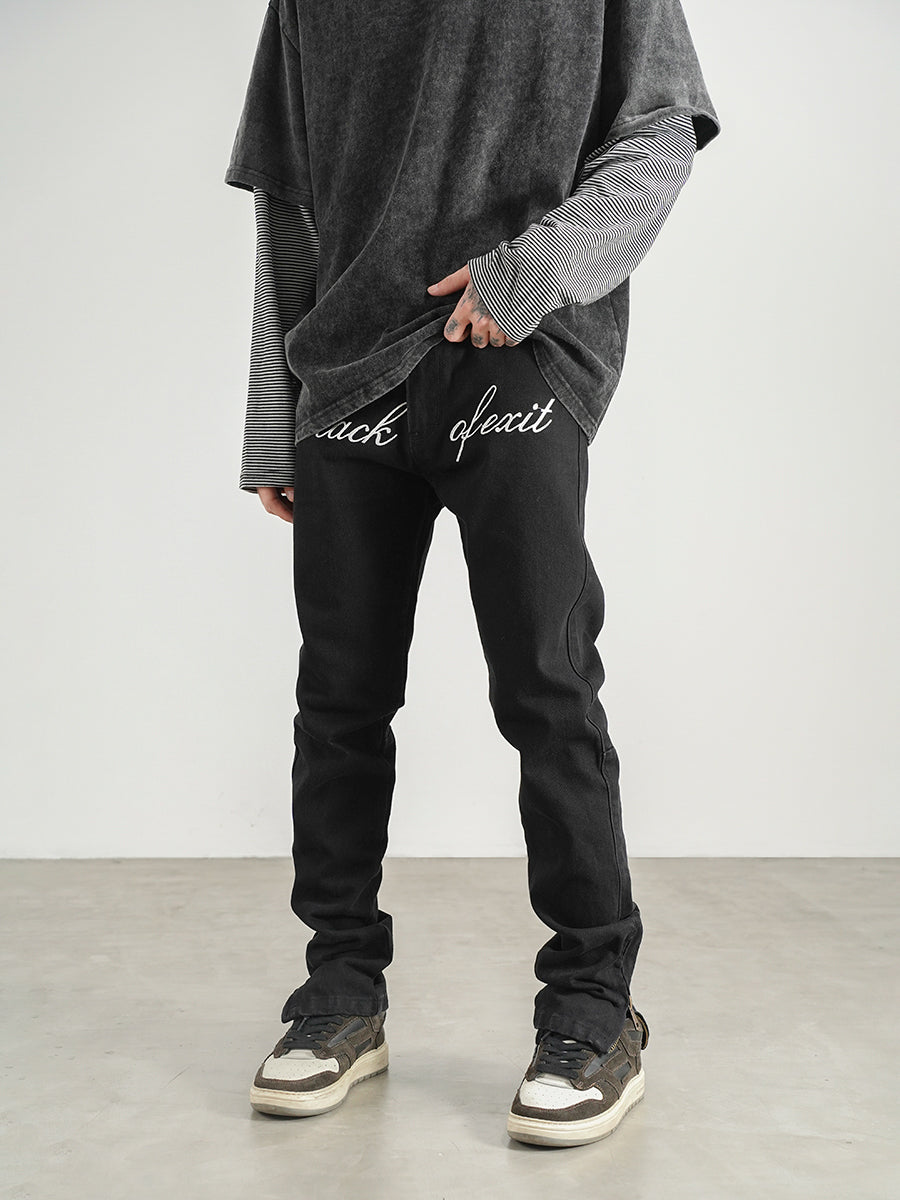 National Trendy Street Broderie rétro Jeans fente