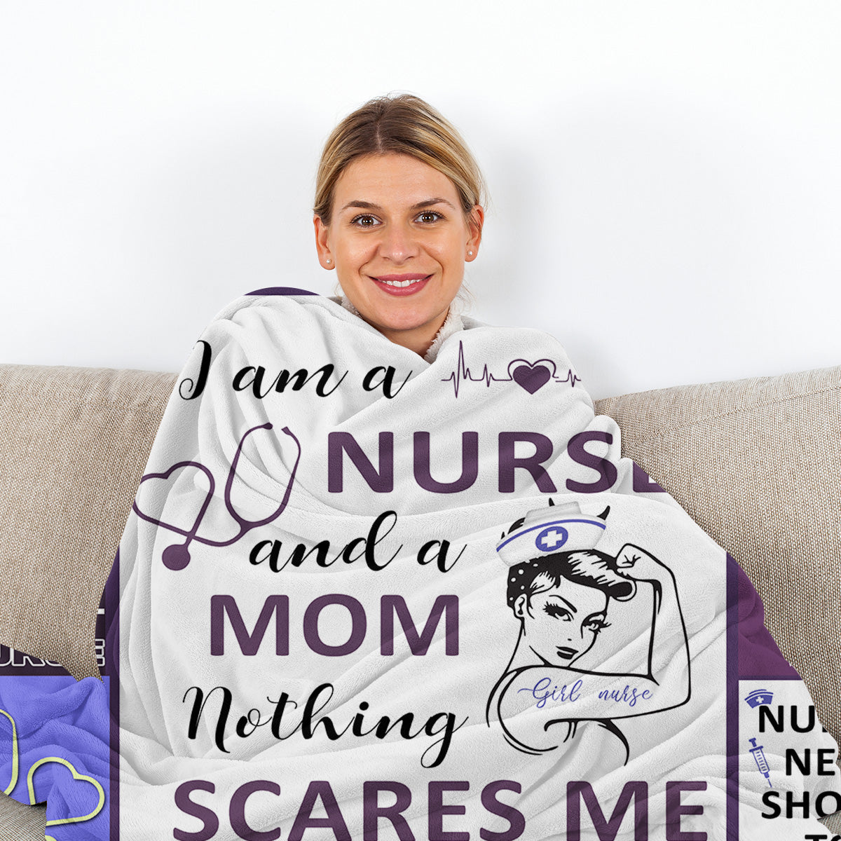 Infirmière Maman Lancer Couverture Rien ne me fait peur Couverture Flanelle Pour les femmes Funny Fleece Couverture
