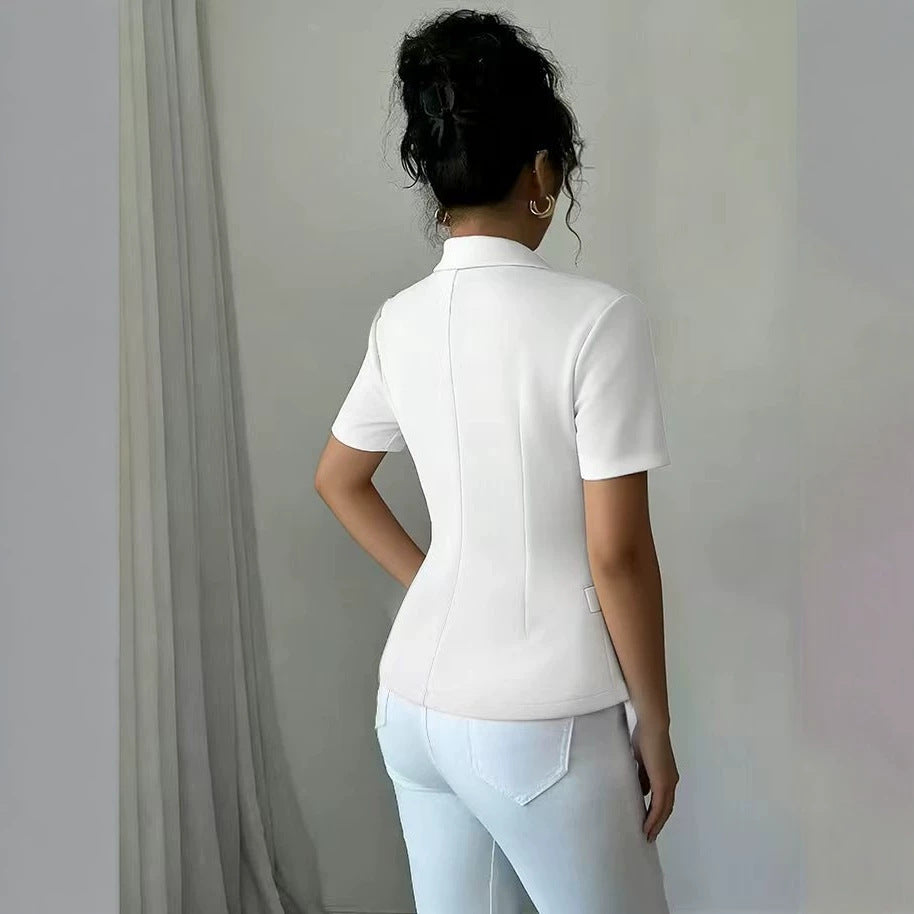 Veste à manches courtes à quatre boutons pour femmes