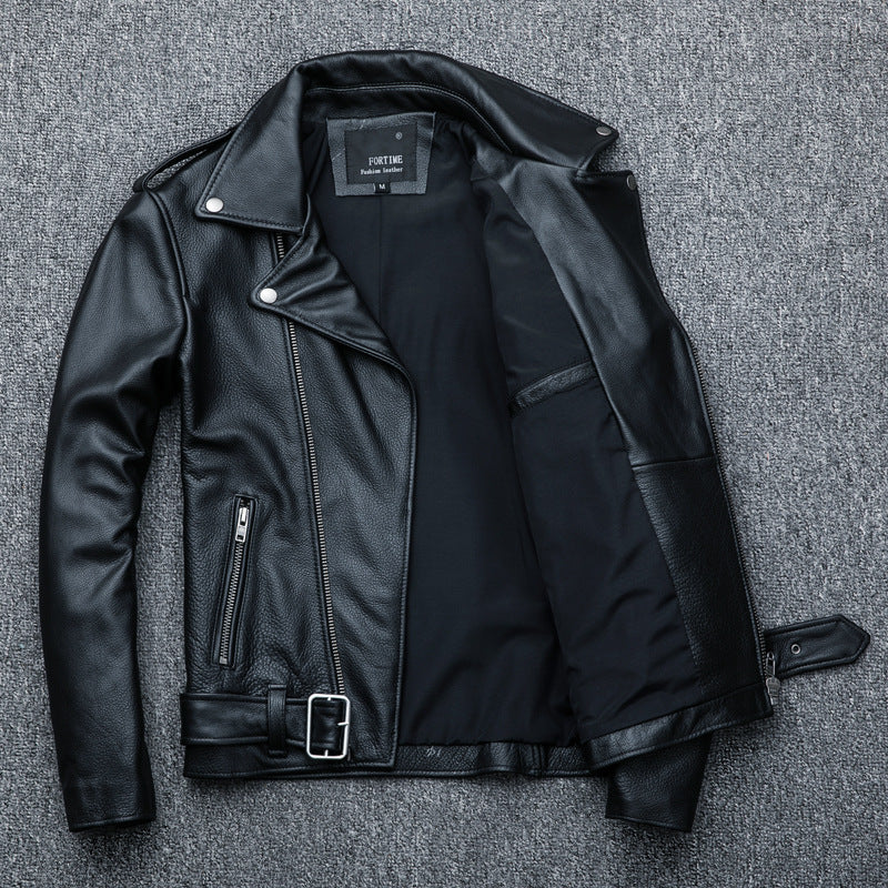 Veste en cuir de motard en cuir pur