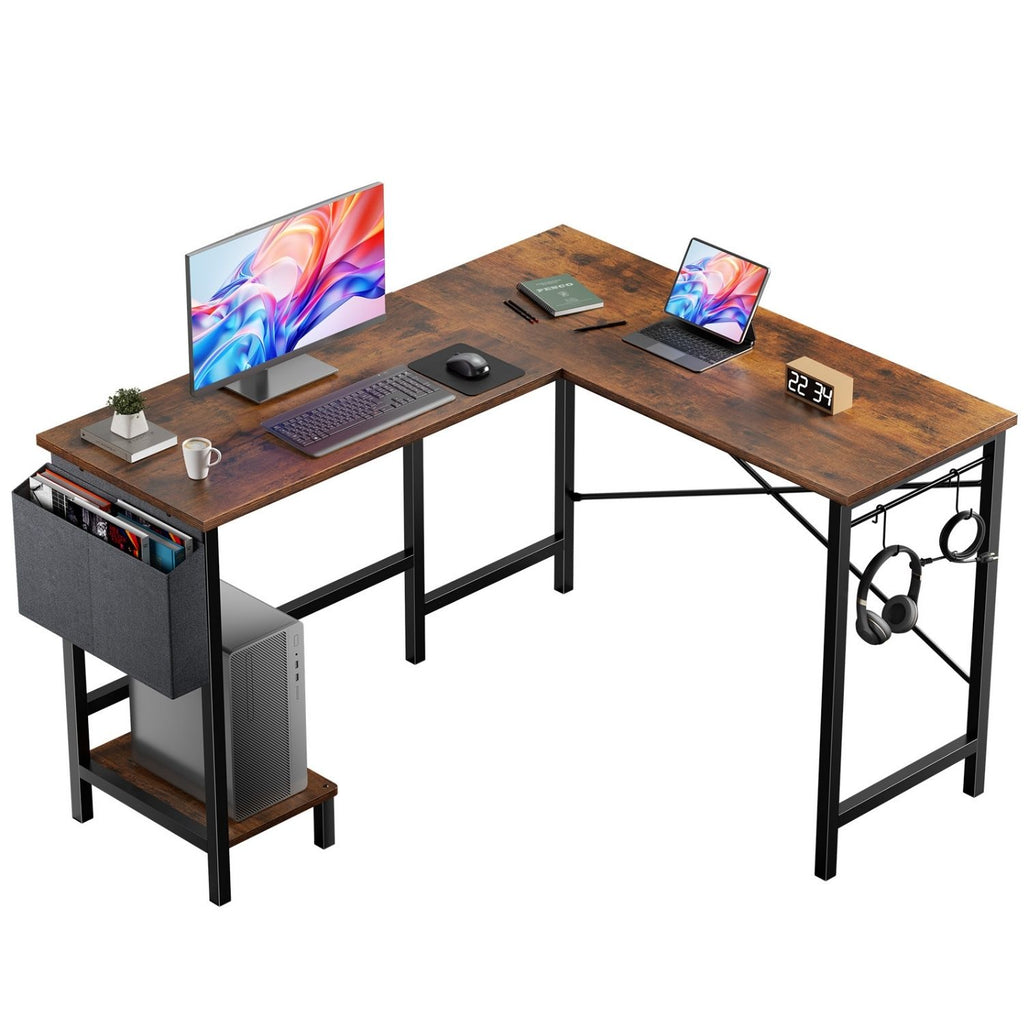 L Bureau d'ordinateur en forme avec sac de rangement et porte CPU