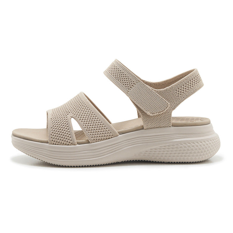 Été Casual velcro à semelle épaisse Sandales Femmes Simple légère Chaussures de plage Sporty Styl