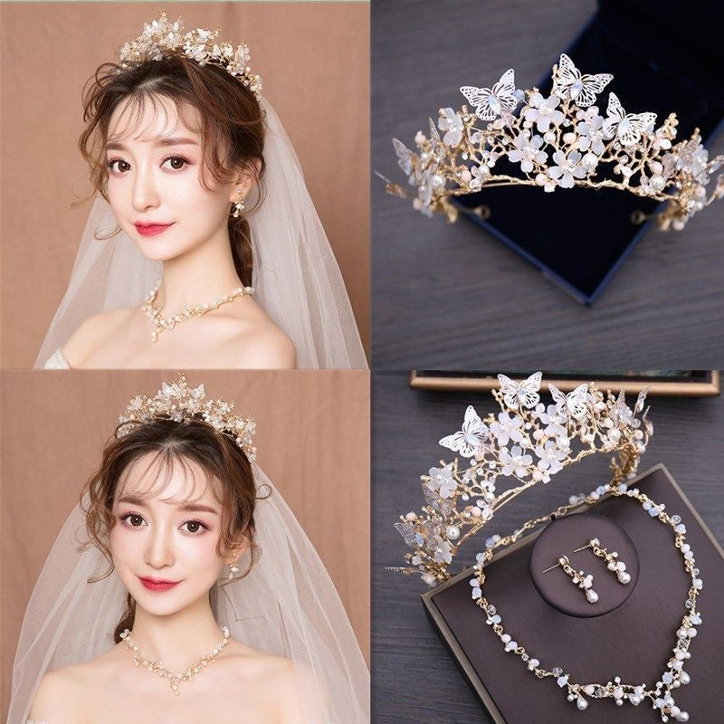 Veil Mariée Robe de mariée Couronne Tricolore Coiffure Couronne Super Fée Série