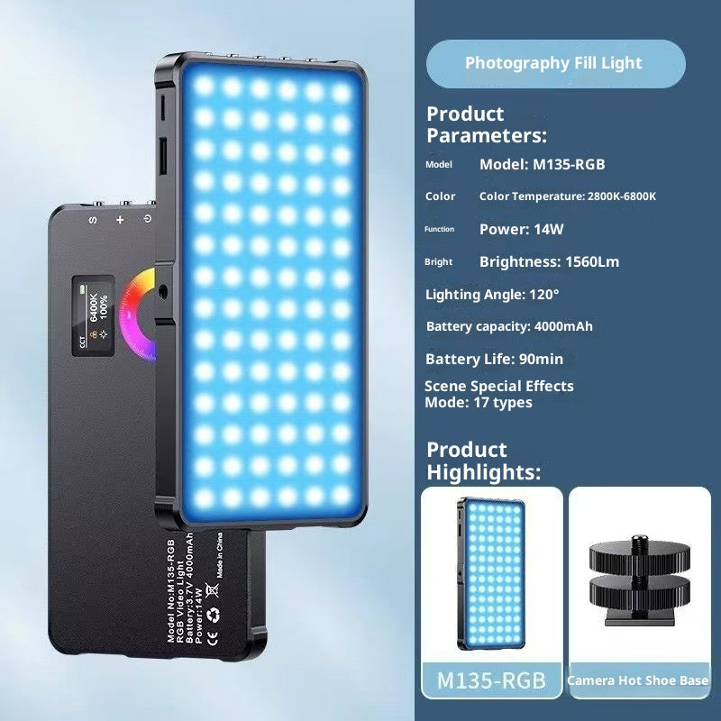 Photographie d'extérieur LED éclairage double couleur-température Portable RGB Fill Light