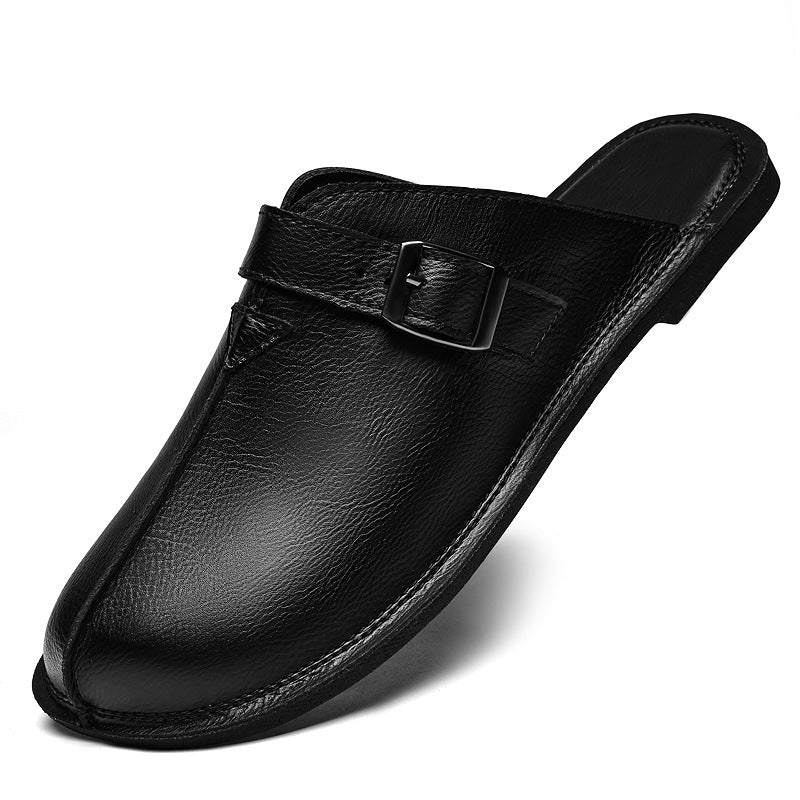 Cowhide Vintage style britannique chaussures de plage de Sandales plats