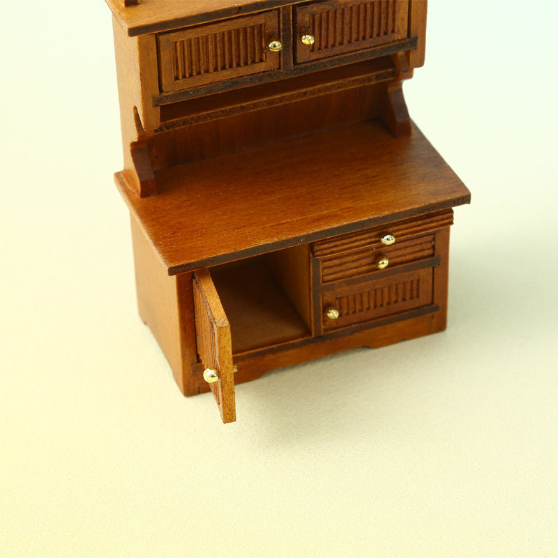 Miniature Dollhouse avec meubles et décorations Double porte buffet et bibliothèque