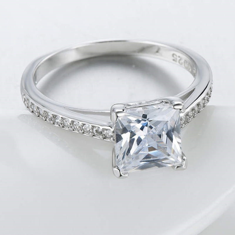Bracelet platine en argent de luxe classique avec bague diamant
