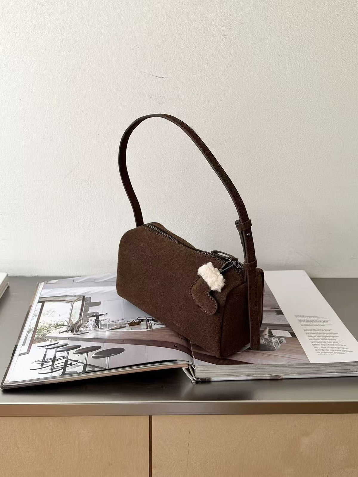 Solid Color Suede Soft-surface Versatile Women's Shoulder Bag