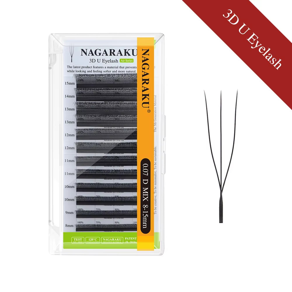 Faux cils en forme de feuille en U