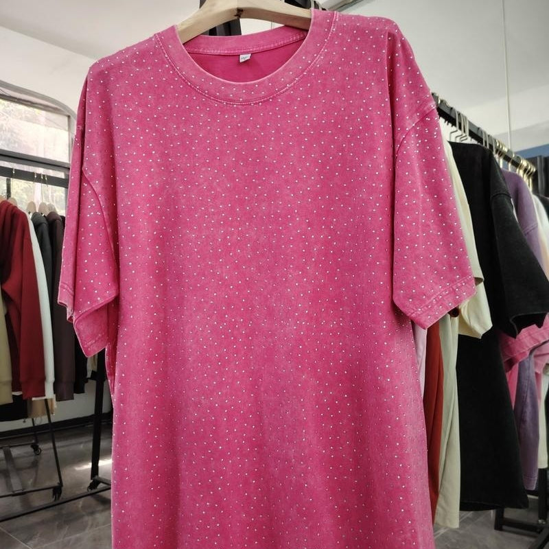 Style américain Vintage Lavé et Détresse Mid longueur Top
