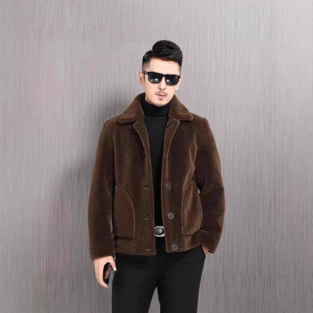 Veste Polo Collar à double face Veste en velours rembourré en une seule pièce pour homme