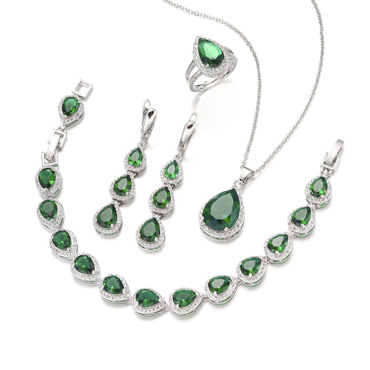 Water Drop Long Necklace Earring Bracelet Ornament