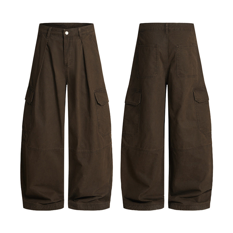 Pantalon de travail à patchwork multi-pocket plissé