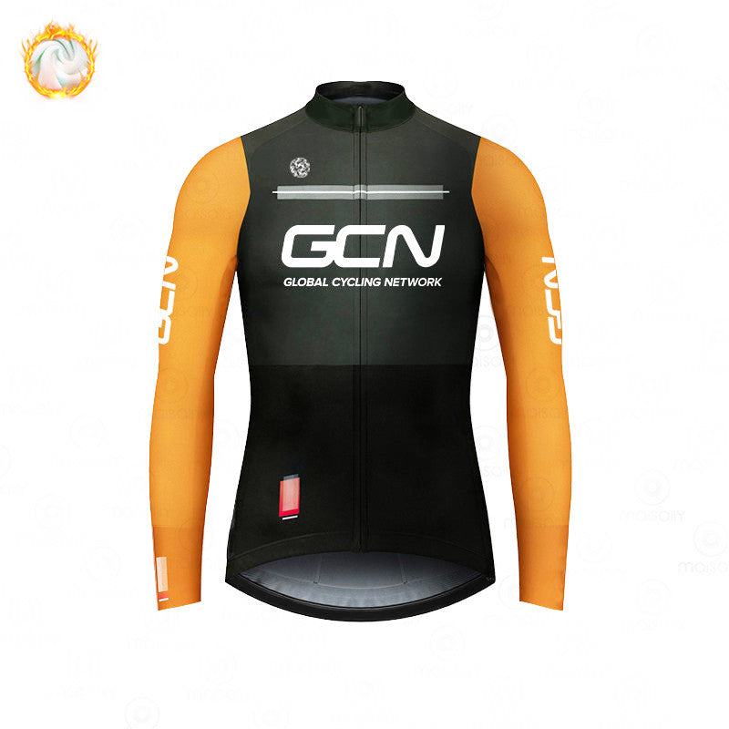 GCN Fleece Long Sleeve Cycling Jersey Cycling Jersey Running Winter Series