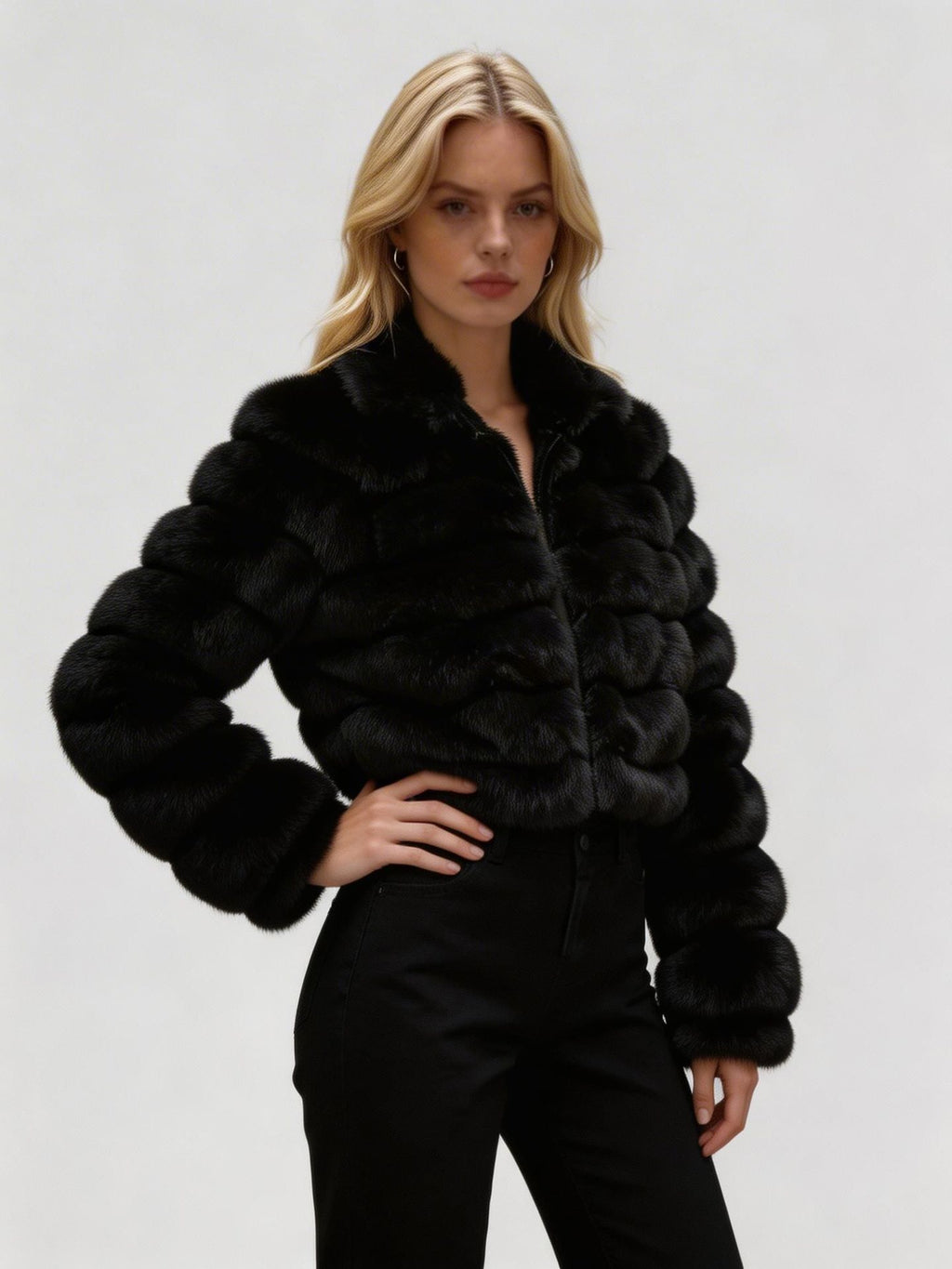 Style européen et américain Short Eco Friendly Fur Coatfashionable chaud avec cuir Lacine