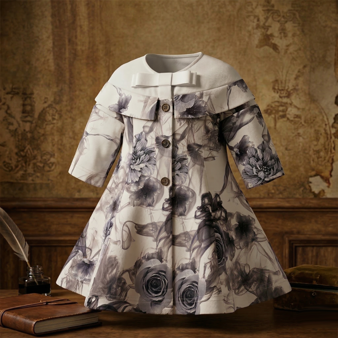 Filles Anniversaire Robe Princesse 1-7Y Gris Floral Party Robe Fleur Fille Mariage