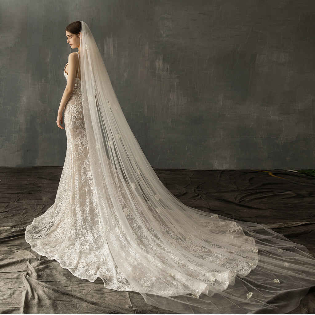Église nuptiale Mariage Perle Long Tail Tulle