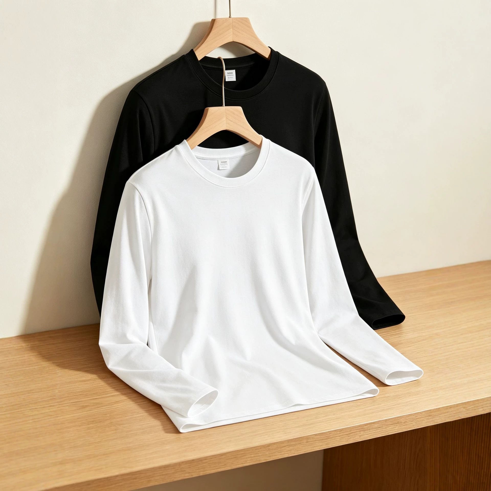 T-shirt en coton pur à manches longues N's Solid Color