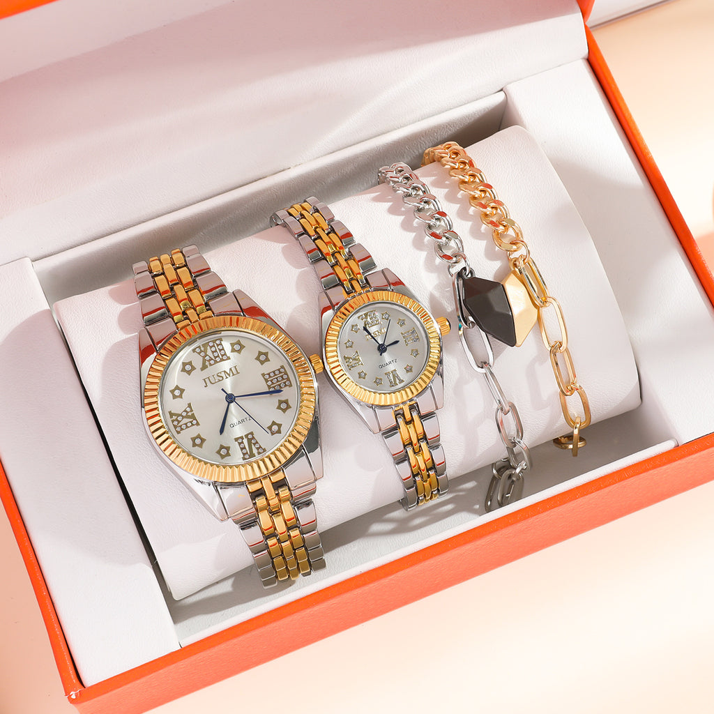 Mode simple tout-match couple montre coeur bracelet costume