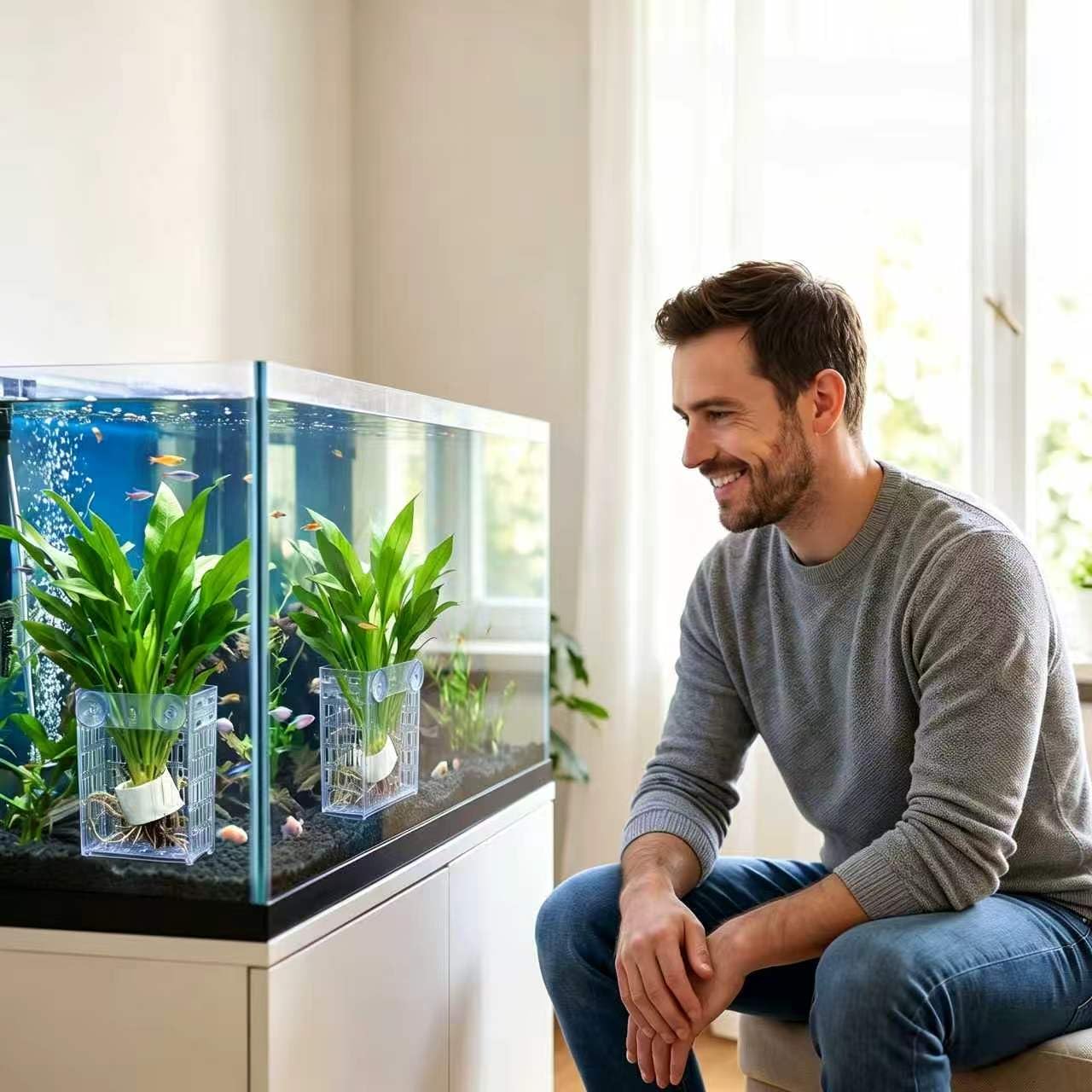 Porte-usine d'aquarium amélioré 2 packs