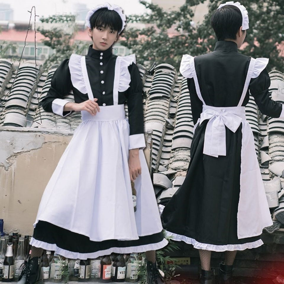 British Style Pearl Thread Long Café Maids Robe d'oreille Cat Uniforme
