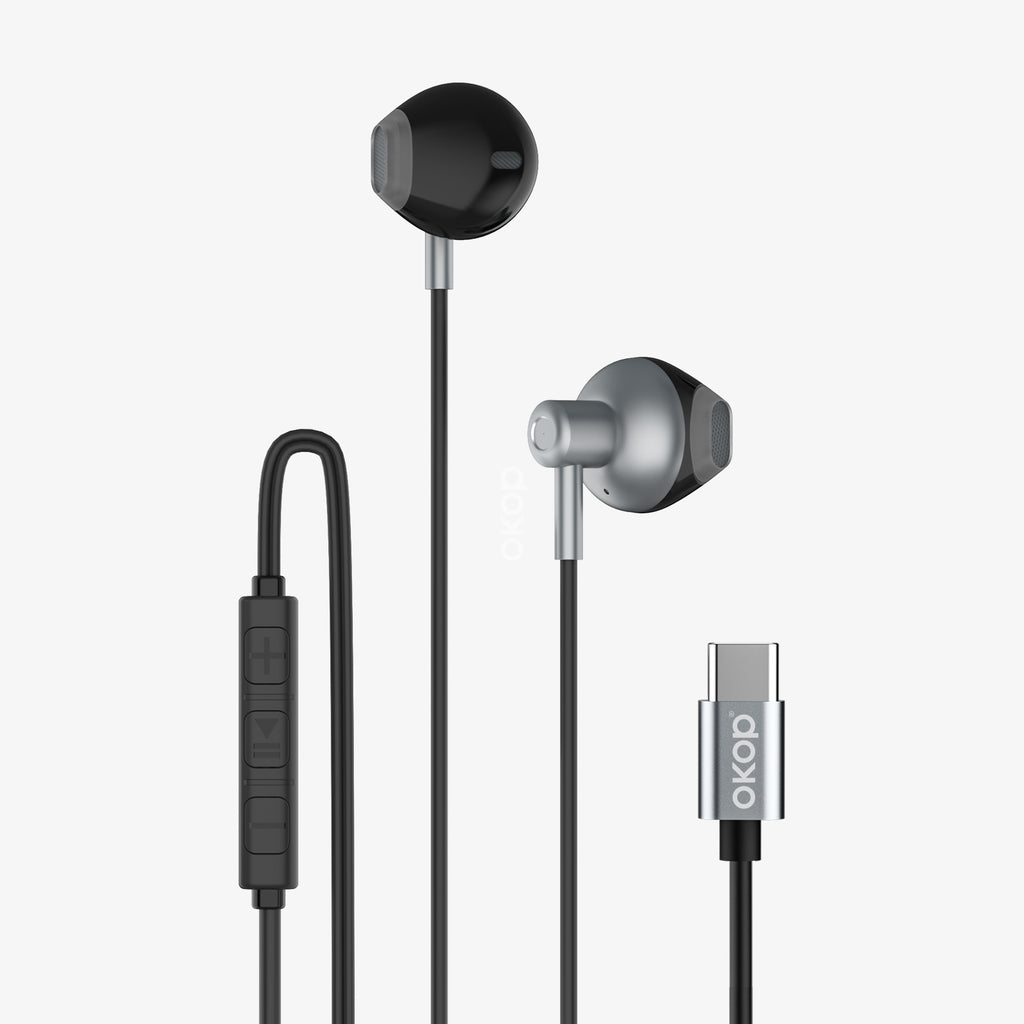 KP-238 Écouteurs filaires avec commandes en ligne Connecteur USB-C semi-en-oreille Conception haute volum