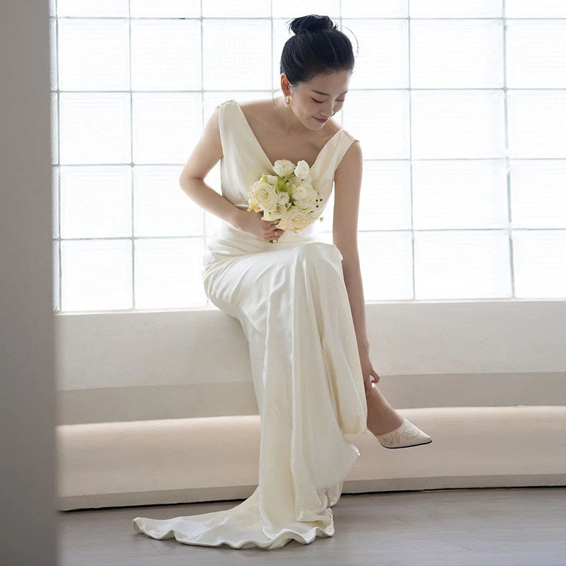 Robe de mariée satinée de style français