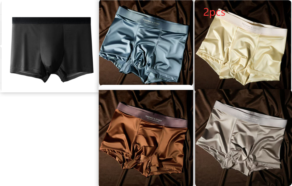 Ice Silk Hommes Sous-vêtements Light Luxury Satin Boxers