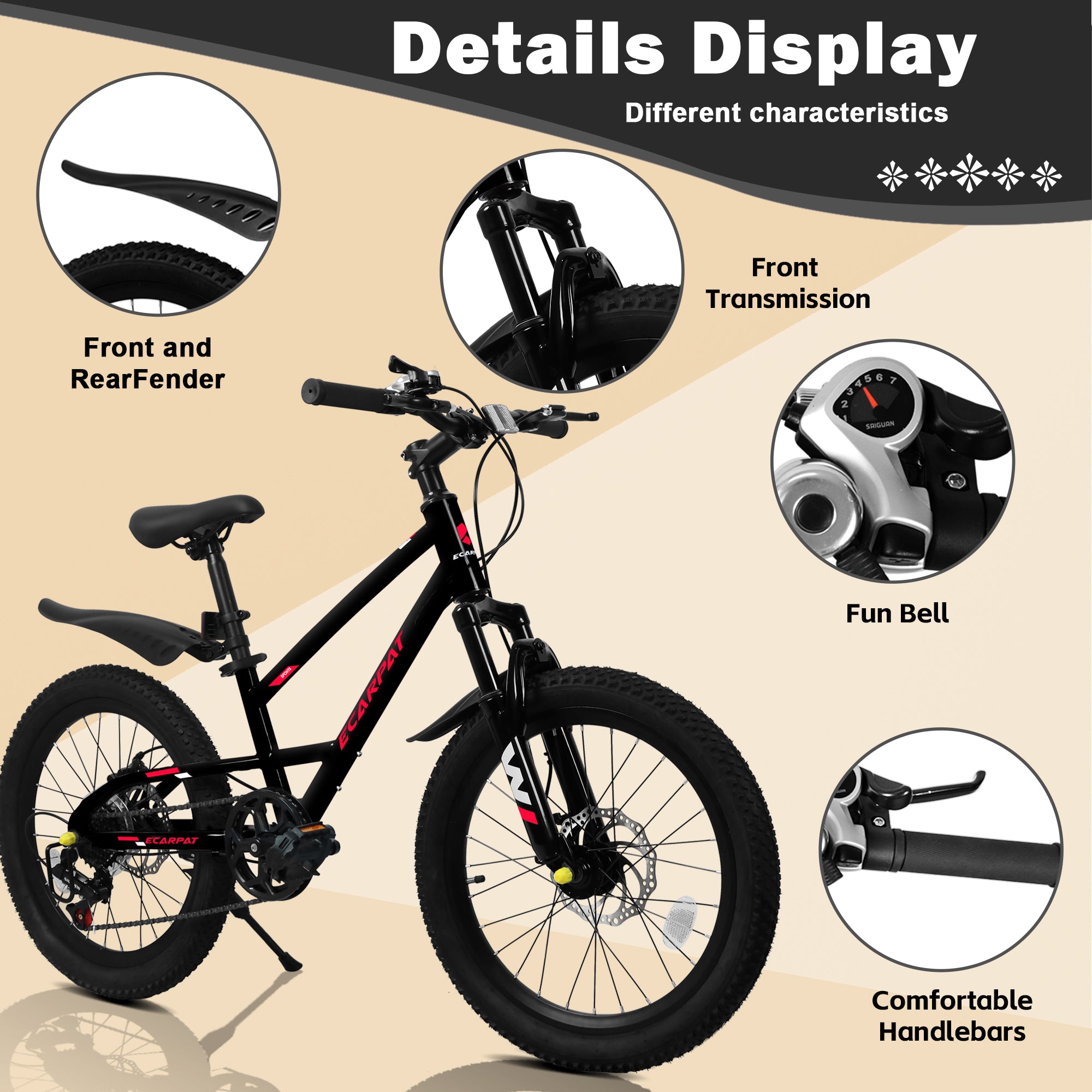 A20184 20 pouces VTT enfants pour garçons et filles