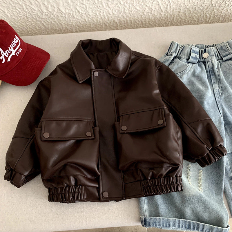 Beau et cool veste en cuir garçon